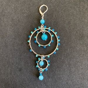 Silvertone Dangle Two Tier Dangle Earrings